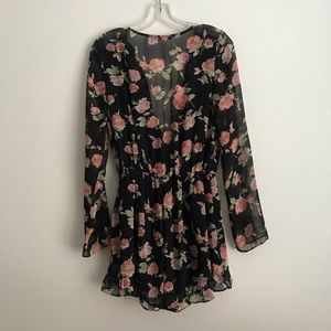 Foreign Exchange Dresses - Foreign Exchange Long Sleeve Floral Romper Foreign Exchange Dresses - Foreign Exchange Long Sleeve Floral Romper
